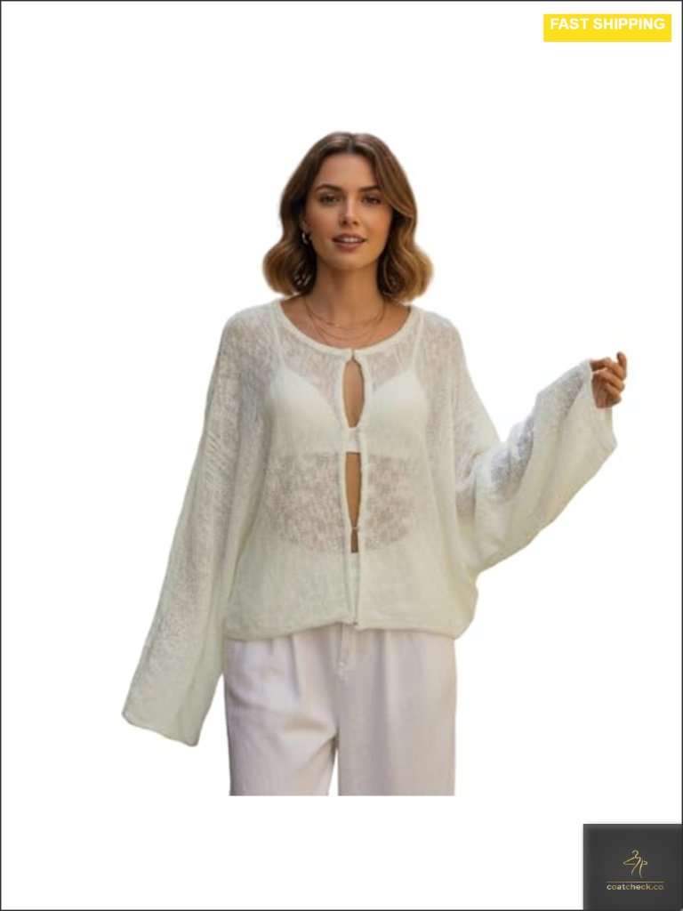 Loose Fit Boat Neck Hook And Eye Cardigan Sweater